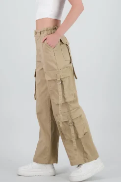 Shasa Straight Leg Cargo Pants With Strap Detailing