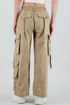 Shasa Straight Leg Cargo Pants With Strap Detailing