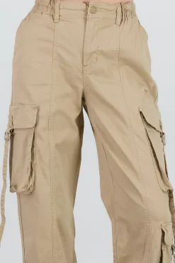 Shasa Straight Leg Cargo Pants With Strap Detailing