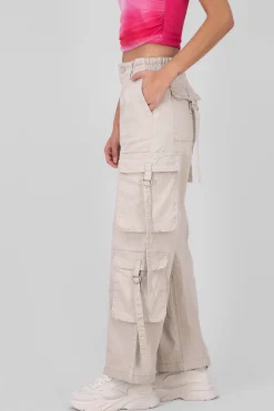 Shasa Straight Leg Cargo Pants With Strap Detailing