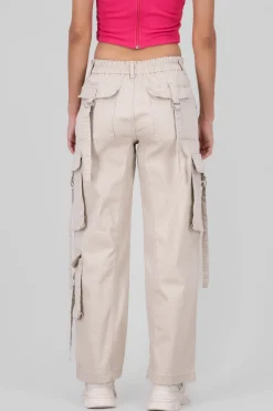 Shasa Straight Leg Cargo Pants With Strap Detailing