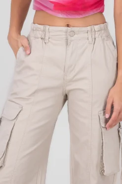 Shasa Straight Leg Cargo Pants With Strap Detailing