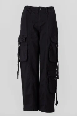 Shasa Straight Leg Cargo Pants With Strap Detailing