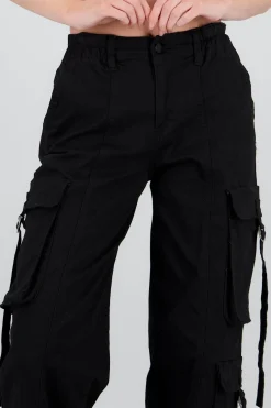 Shasa Straight Leg Cargo Pants With Strap Detailing