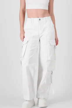 Shasa Straight Leg Cargo Pants With Strap Detailing