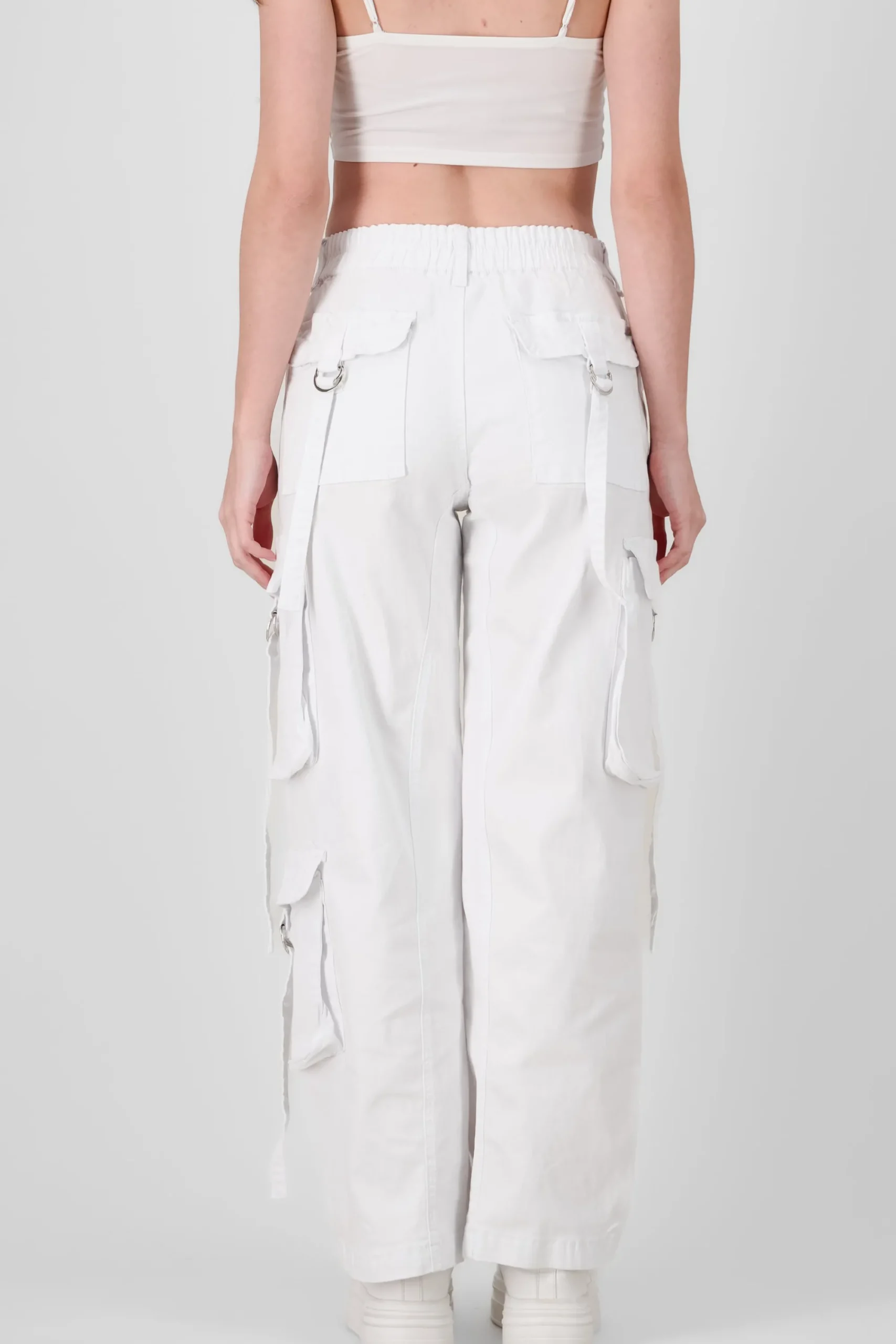 Shasa Straight Leg Cargo Pants With Strap Detailing
