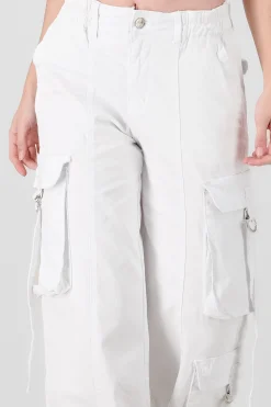 Shasa Straight Leg Cargo Pants With Strap Detailing