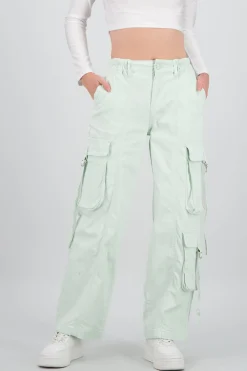 Shasa Straight Leg Cargo Pants With Strap Detailing