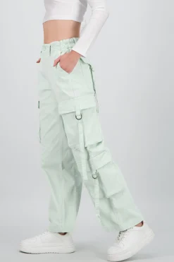 Shasa Straight Leg Cargo Pants With Strap Detailing