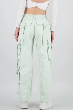 Shasa Straight Leg Cargo Pants With Strap Detailing