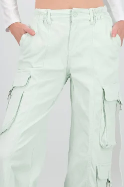 Shasa Straight Leg Cargo Pants With Strap Detailing