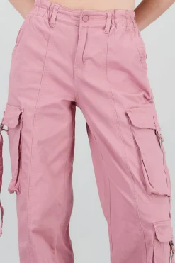 Shasa Straight Leg Cargo Pants With Strap Detailing