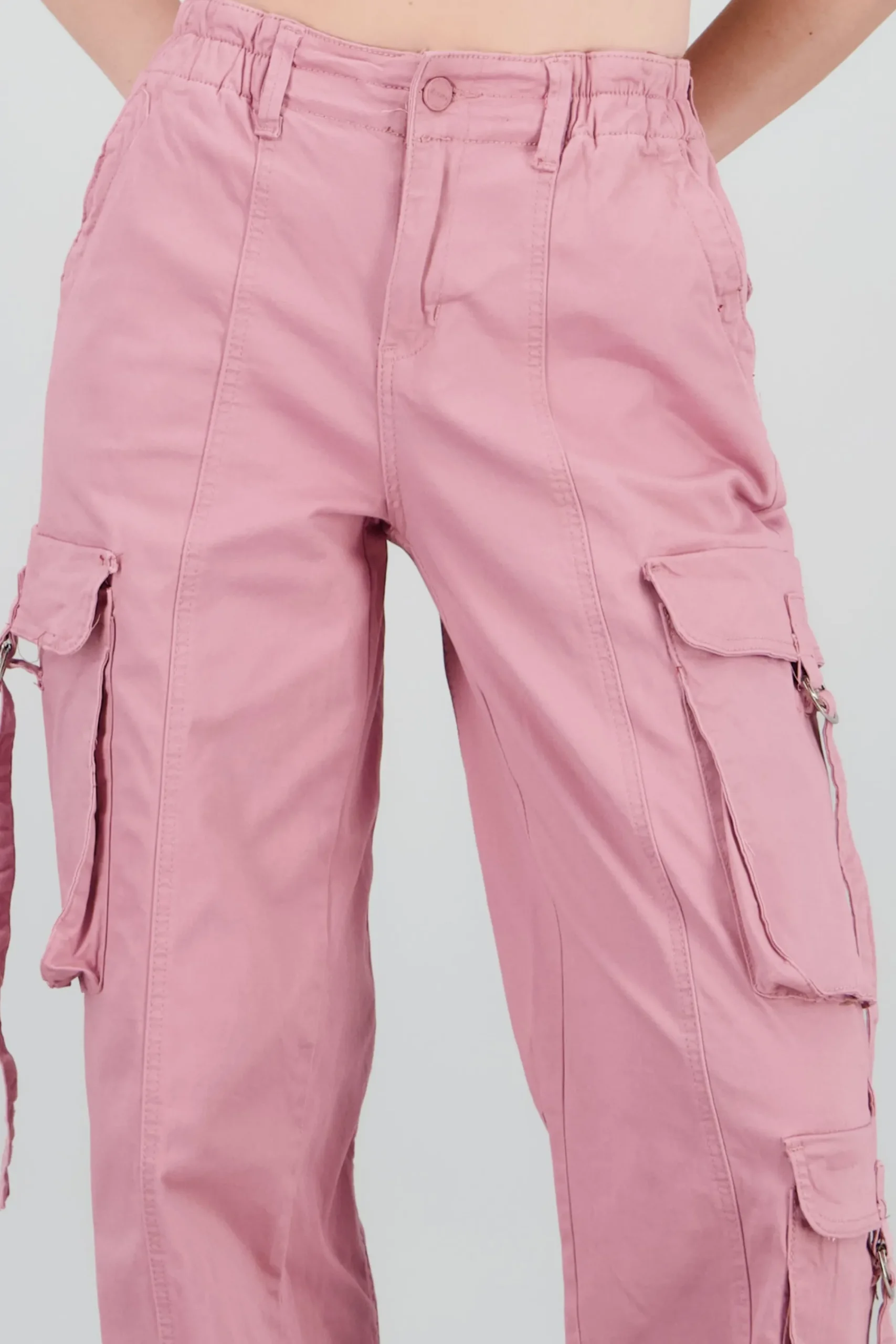 Shasa Straight Leg Cargo Pants With Strap Detailing
