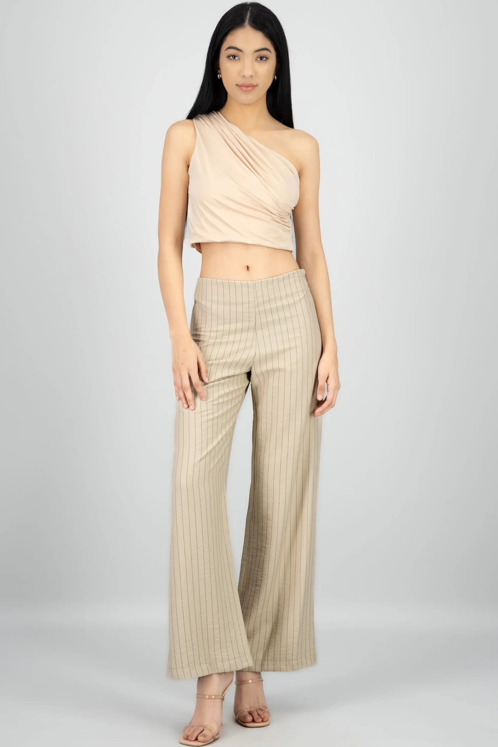 Shasa Straight Leg Flowing Striped Pants