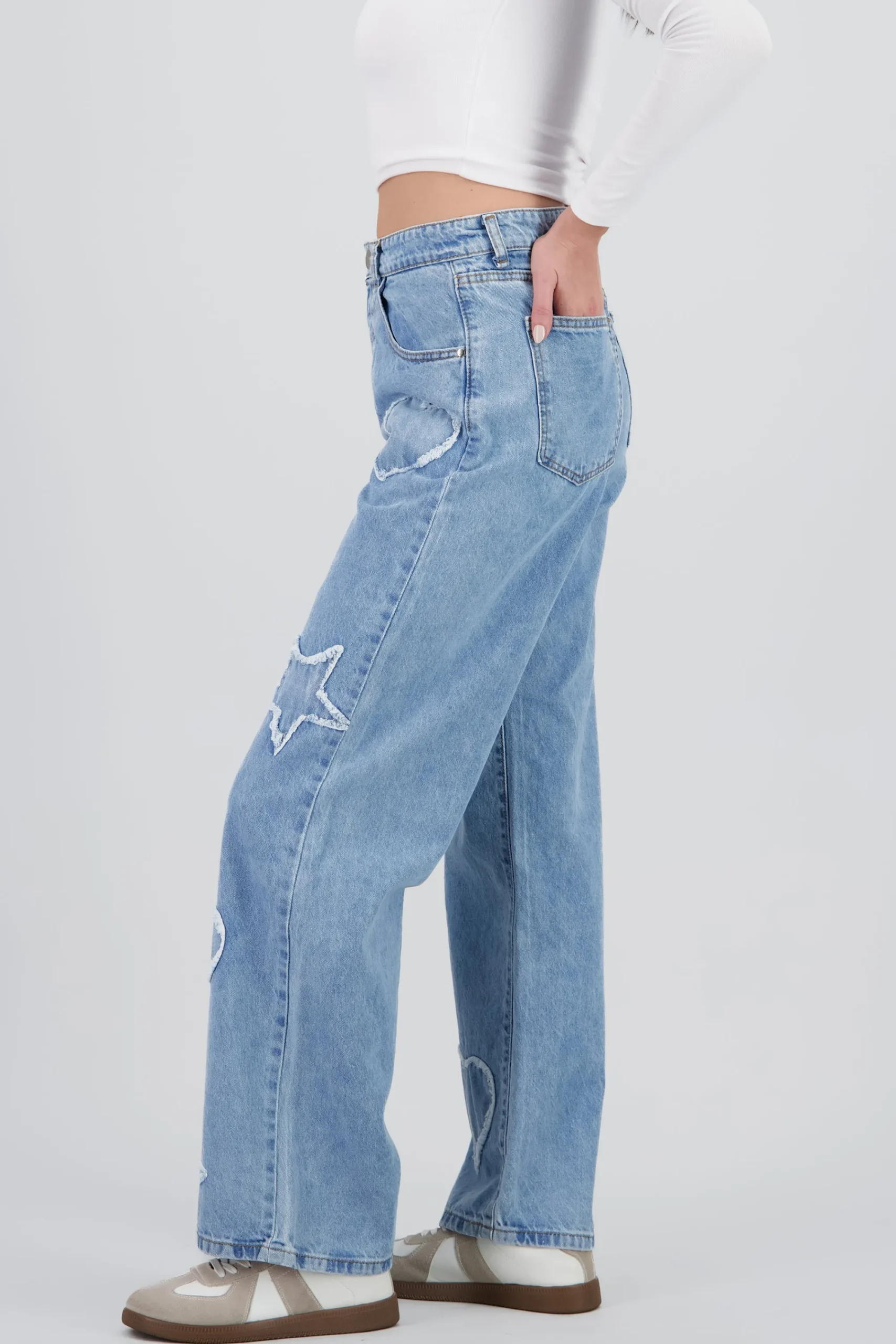Shasa Straight Leg Jeans with Patches