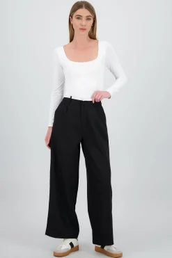 Shasa Straight Leg Pants with Contrast Detail