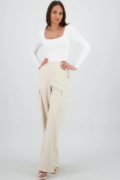 Shasa Straight Leg Pants with Cargo Pockets