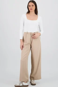 Shasa Straight Leg Pants with Contrast Detail