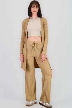 Shasa Straight Leg Pants with Soft Ribbed Drawstring
