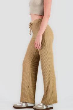 Shasa Straight Leg Pants with Soft Ribbed Drawstring