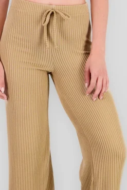 Shasa Straight Leg Pants with Soft Ribbed Drawstring