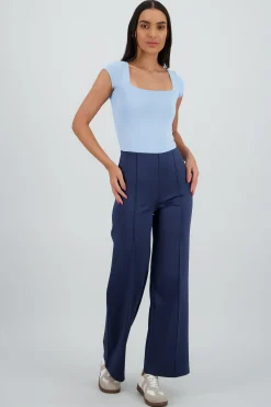 Shasa Straight Leg Pants with Seam Detail