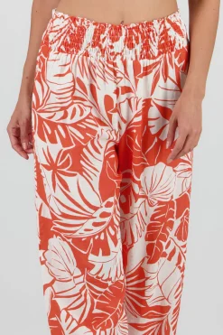 Shasa Straight Leg Pants with Wide Smocked Waistband