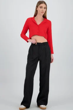 Shasa Straight Leg Pinstripe Pants