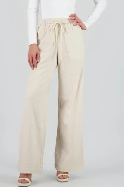 Shasa Straight Leg Solid Pants with Drawstring Waistband