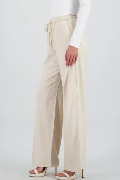 Shasa Straight Leg Solid Pants with Drawstring Waistband
