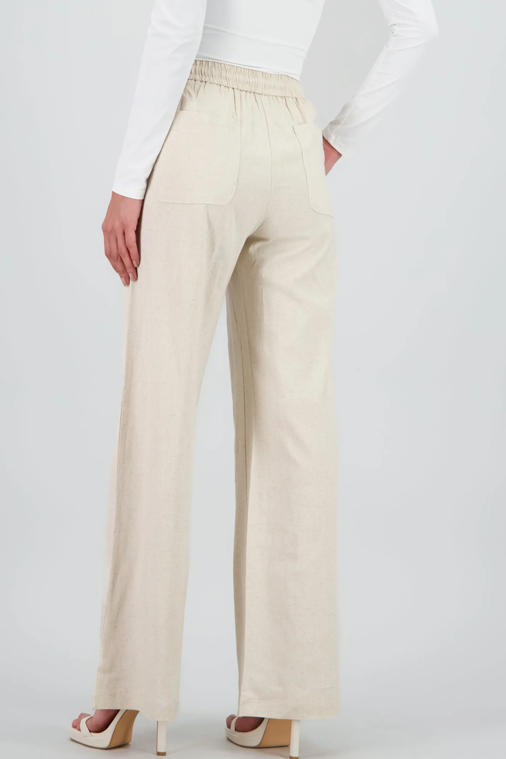 Shasa Straight Leg Solid Pants with Drawstring Waistband
