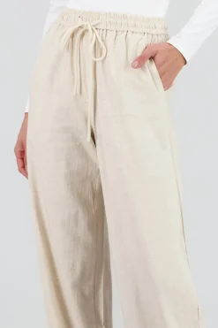 Shasa Straight Leg Solid Pants with Drawstring Waistband