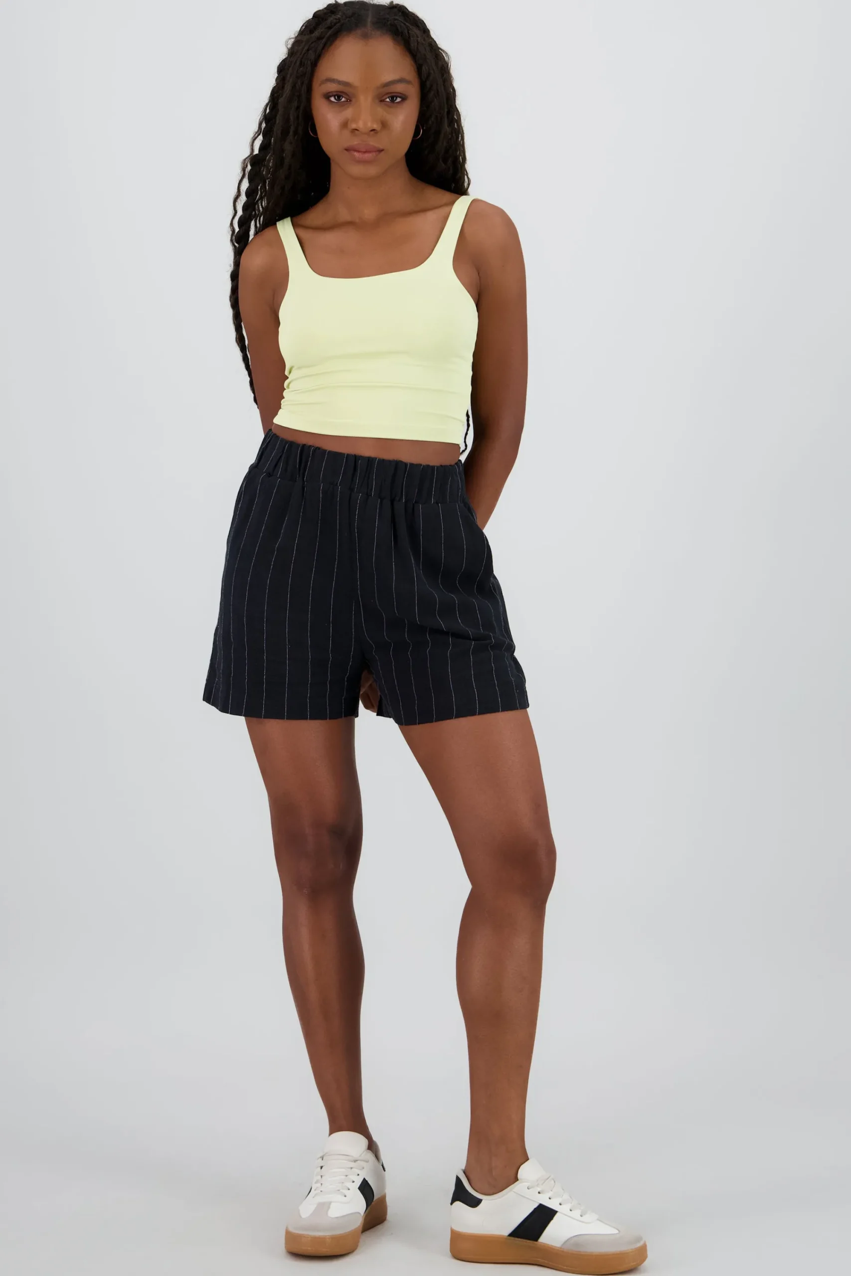 Shasa Straight Leg Striped Shorts