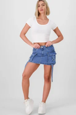 Shasa Straight Mini Cargo Skirt With Straps