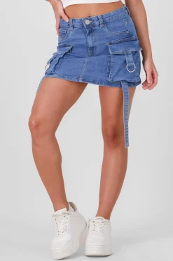 Shasa Straight Mini Cargo Skirt With Straps