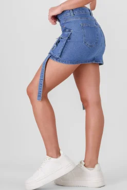 Shasa Straight Mini Cargo Skirt With Straps
