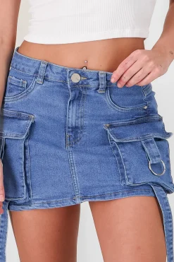 Shasa Straight Mini Cargo Skirt With Straps