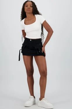 Shasa Straight Mini Cargo Skirt With Straps