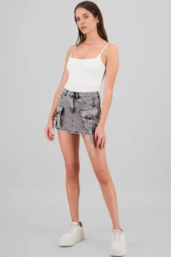 Shasa Straight Mini Cargo Skirt With Straps