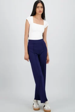 Shasa Straight Pants with Seams