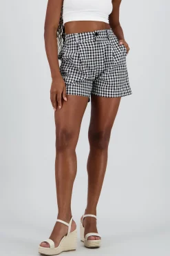 Shasa Straight Shorts with Checkered Detail