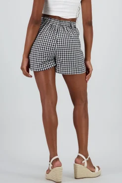 Shasa Straight Shorts with Checkered Detail