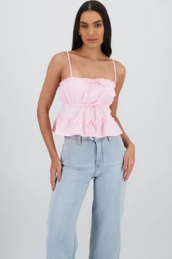 Shasa Strap Top with Bow Details