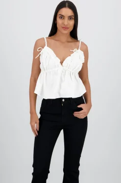 Shasa Strap Top with Bow Neckline