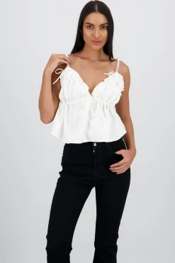 Shasa Strap Top with Bow Neckline