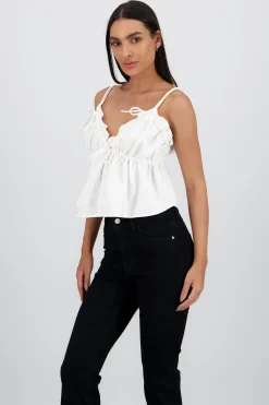 Shasa Strap Top with Bow Neckline