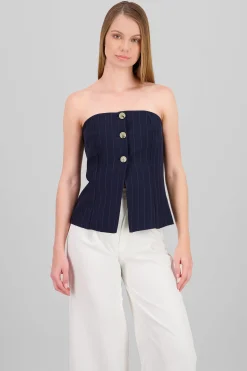 Shasa Strapless Button Top