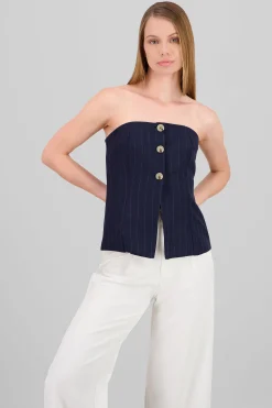 Shasa Strapless Button Top