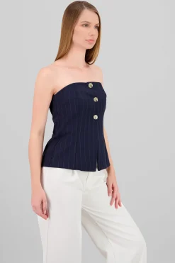 Shasa Strapless Button Top