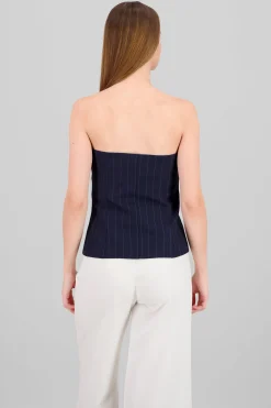 Shasa Strapless Button Top